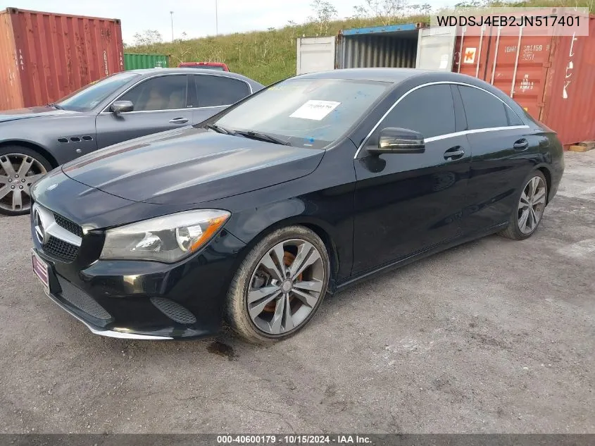 2018 Mercedes-Benz Cla 250 VIN: WDDSJ4EB2JN517401 Lot: 40600179