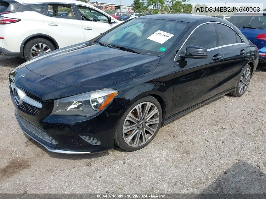 2018 Mercedes-Benz Cla 250 VIN: WDDSJ4EB2JN640003 Lot: 40718889