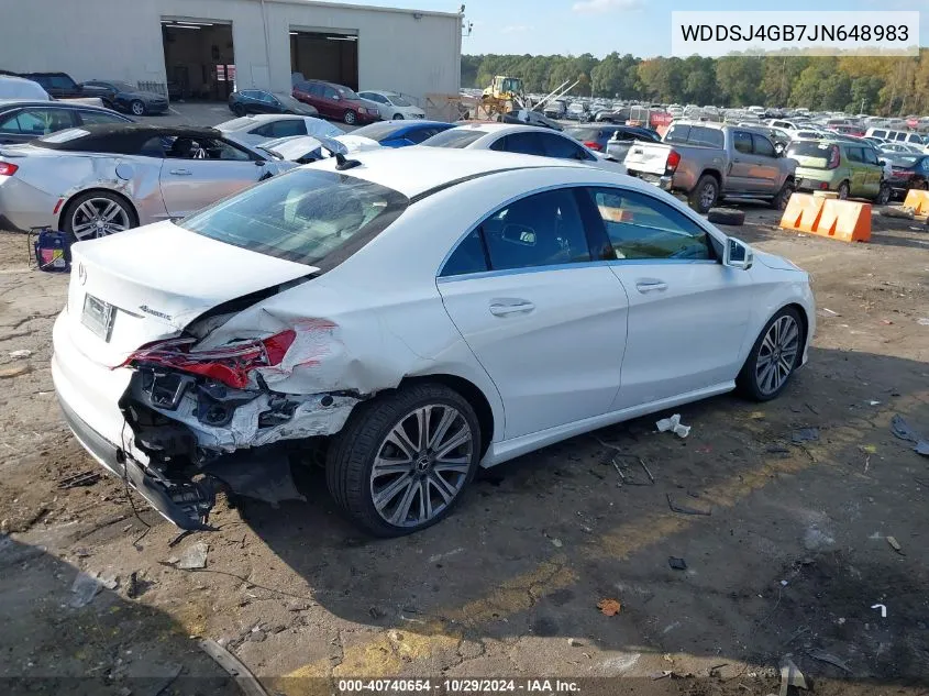 2018 Mercedes-Benz Cla 250 4Matic VIN: WDDSJ4GB7JN648983 Lot: 40740654