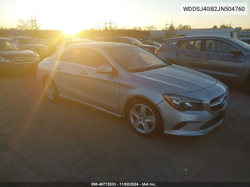 2018 Mercedes-Benz Cla 250 4Matic VIN: WDDSJ4GB2JN504760 Lot: 40772833