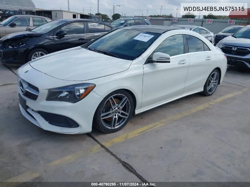 2018 Mercedes-Benz Cla 250 VIN: WDDSJ4EB5JN575115 Lot: 40790295