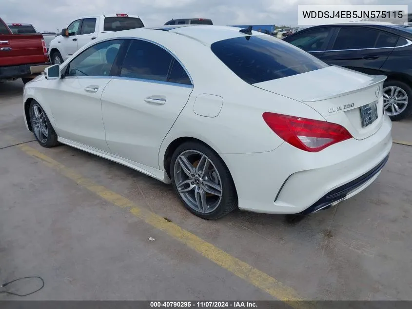 2018 Mercedes-Benz Cla 250 VIN: WDDSJ4EB5JN575115 Lot: 40790295