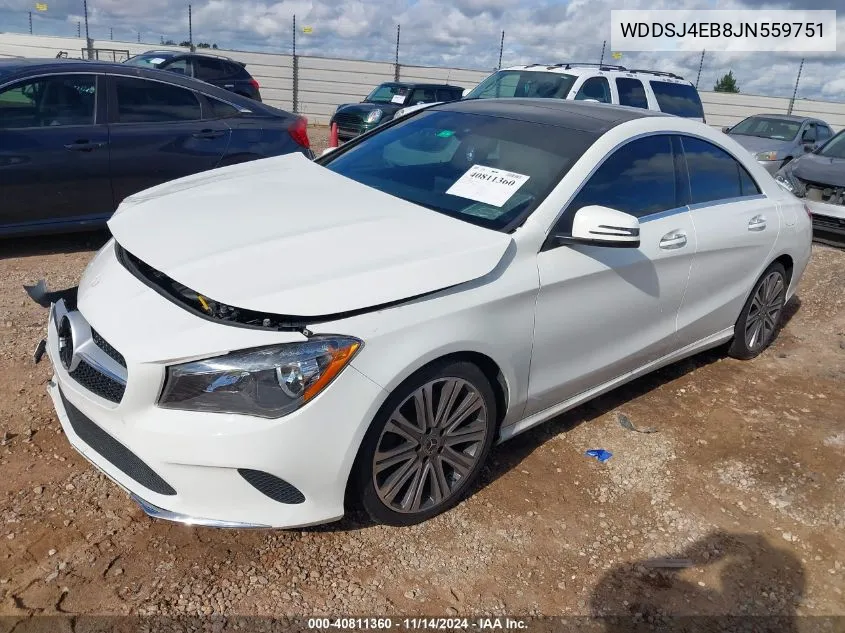 2018 Mercedes-Benz Cla 250 VIN: WDDSJ4EB8JN559751 Lot: 40811360