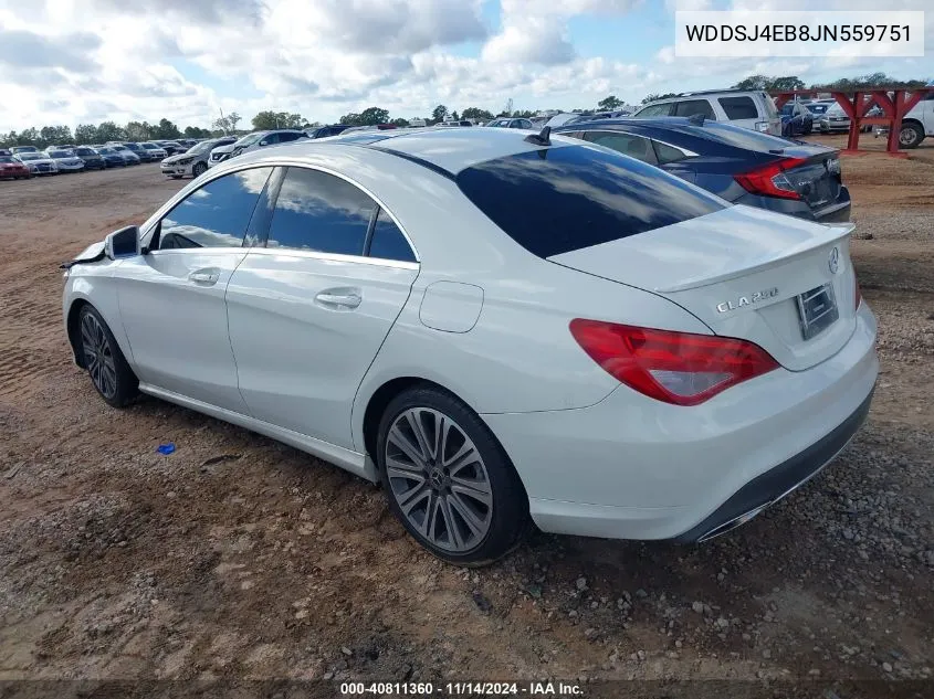 2018 Mercedes-Benz Cla 250 VIN: WDDSJ4EB8JN559751 Lot: 40811360