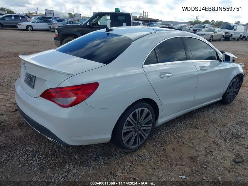 2018 Mercedes-Benz Cla 250 VIN: WDDSJ4EB8JN559751 Lot: 40811360