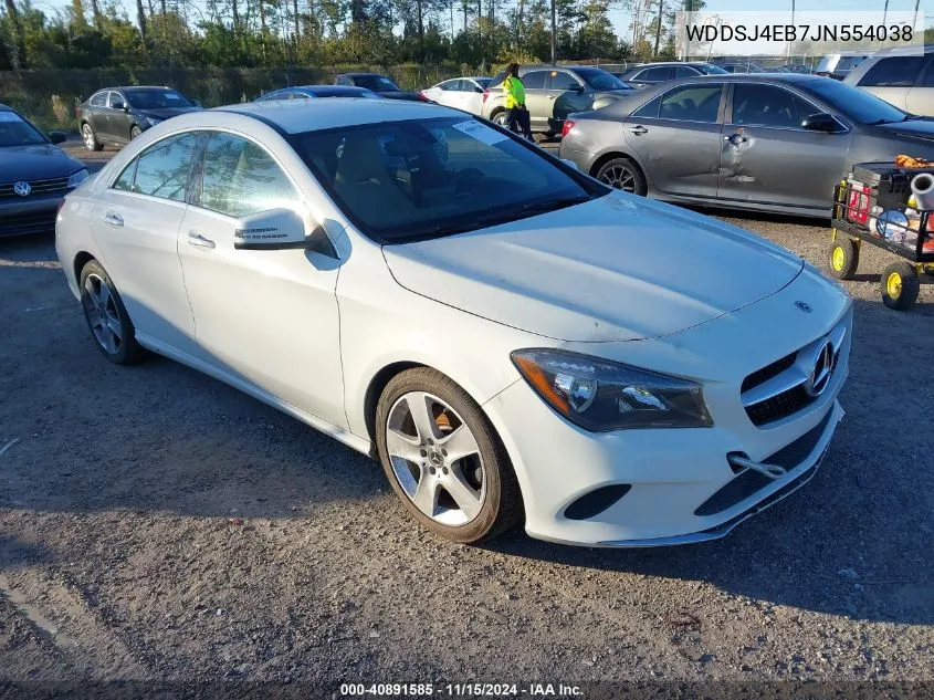 2018 Mercedes-Benz Cla 250 VIN: WDDSJ4EB7JN554038 Lot: 40891585