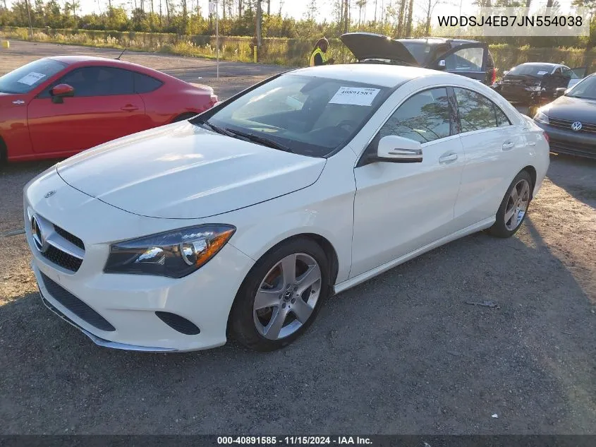 2018 Mercedes-Benz Cla 250 VIN: WDDSJ4EB7JN554038 Lot: 40891585