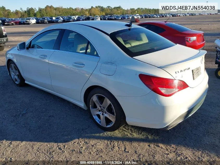 2018 Mercedes-Benz Cla 250 VIN: WDDSJ4EB7JN554038 Lot: 40891585