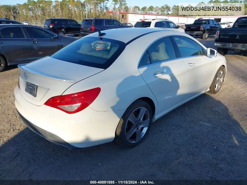 2018 Mercedes-Benz Cla 250 VIN: WDDSJ4EB7JN554038 Lot: 40891585