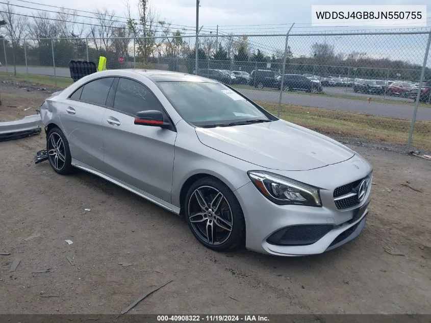 2018 Mercedes-Benz Cla 250 4Matic VIN: WDDSJ4GB8JN550755 Lot: 40908322