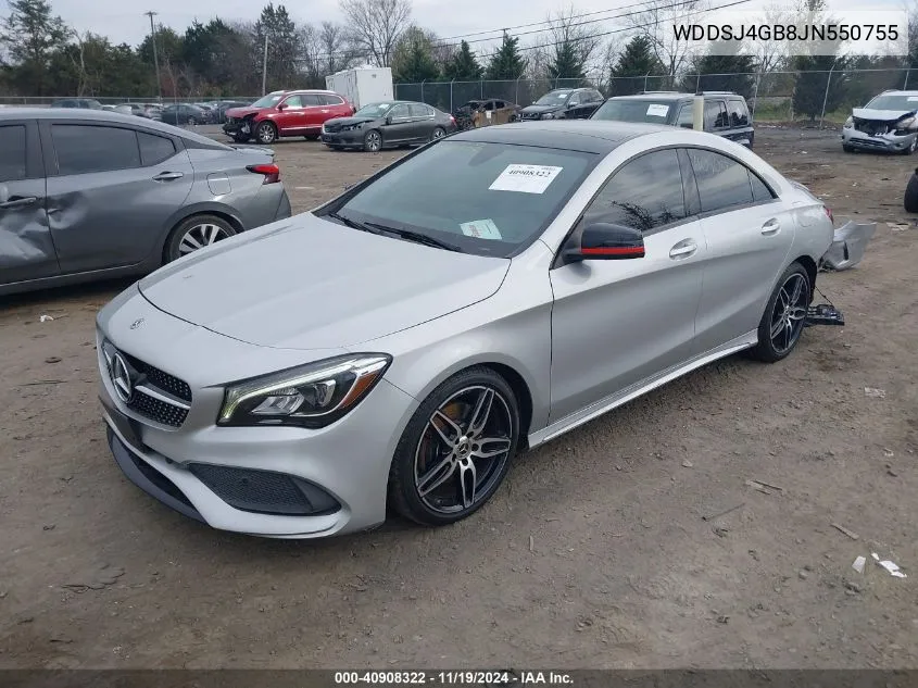 2018 Mercedes-Benz Cla 250 4Matic VIN: WDDSJ4GB8JN550755 Lot: 40908322