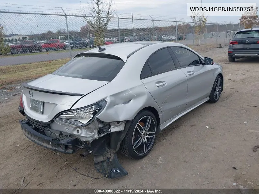 2018 Mercedes-Benz Cla 250 4Matic VIN: WDDSJ4GB8JN550755 Lot: 40908322