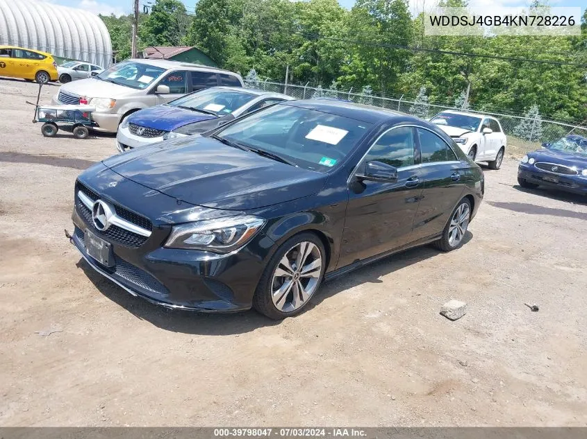 2019 Mercedes-Benz Cla 250 4Matic VIN: WDDSJ4GB4KN728226 Lot: 40629400