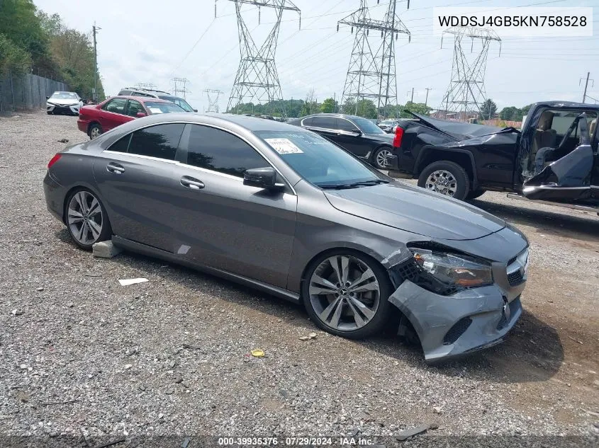 2019 Mercedes-Benz Cla 250 4Matic VIN: WDDSJ4GB5KN758528 Lot: 39935376