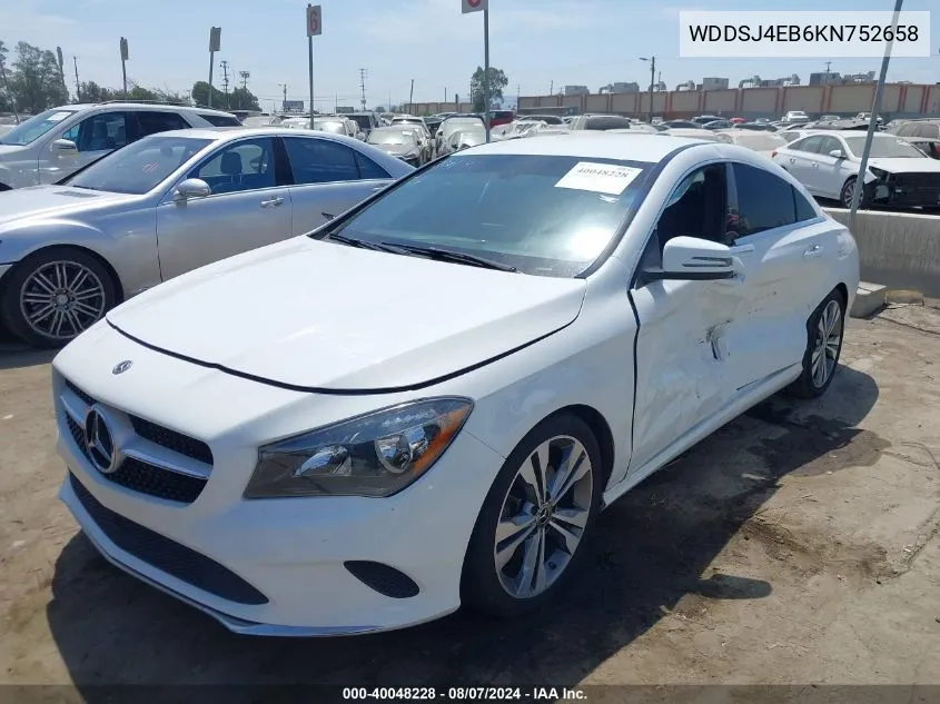 2019 Mercedes-Benz Cla 250 VIN: WDDSJ4EB6KN752658 Lot: 40048228