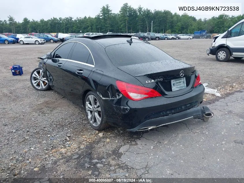 2019 Mercedes-Benz Cla 250 4Matic VIN: WDDSJ4GB9KN723538 Lot: 40095007