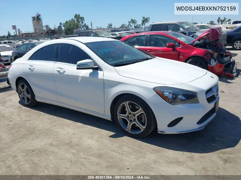 2019 Mercedes-Benz Cla 250 VIN: WDDSJ4EBXKN752159 Lot: 40301264