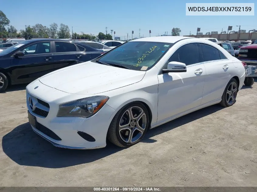 2019 Mercedes-Benz Cla 250 VIN: WDDSJ4EBXKN752159 Lot: 40301264