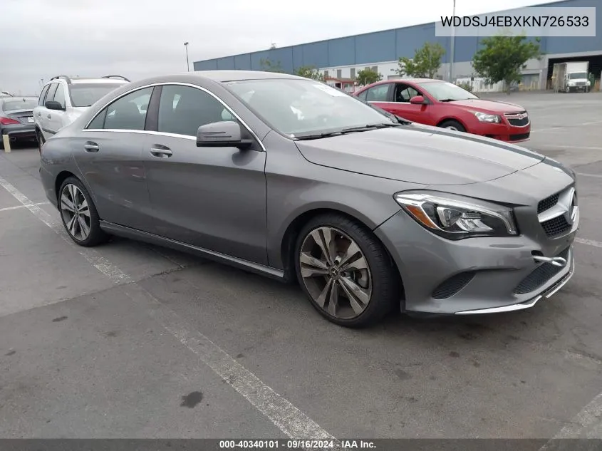 2019 Mercedes-Benz Cla 250 VIN: WDDSJ4EBXKN726533 Lot: 40340101