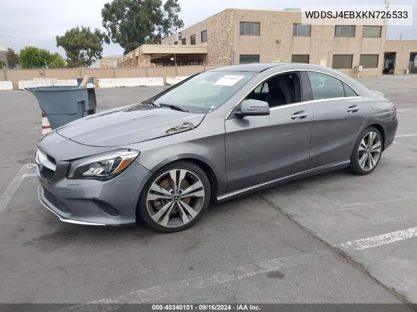 2019 Mercedes-Benz Cla 250 VIN: WDDSJ4EBXKN726533 Lot: 40340101