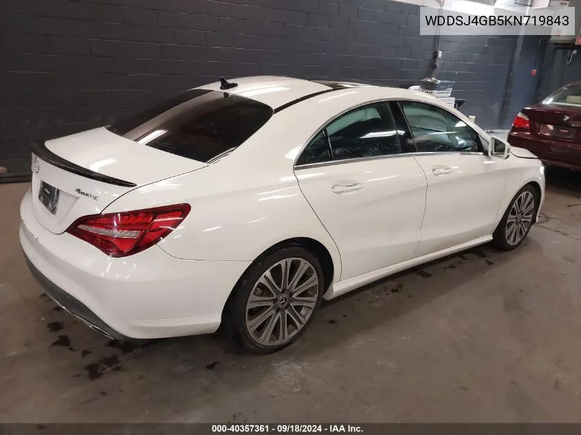 2019 Mercedes-Benz Cla 250 4Matic VIN: WDDSJ4GB5KN719843 Lot: 40357361