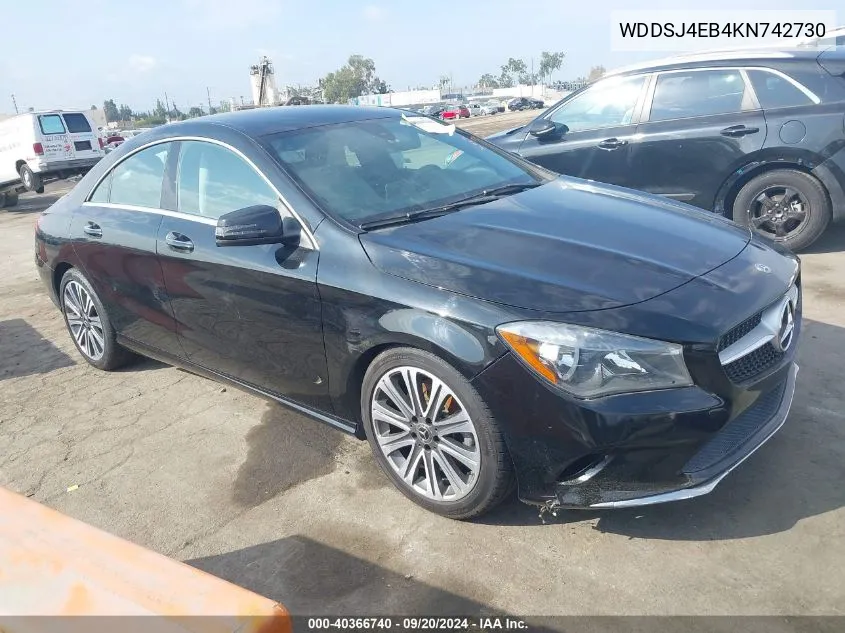 2019 Mercedes-Benz Cla 250 VIN: WDDSJ4EB4KN742730 Lot: 40366740