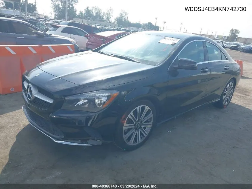 2019 Mercedes-Benz Cla 250 VIN: WDDSJ4EB4KN742730 Lot: 40366740