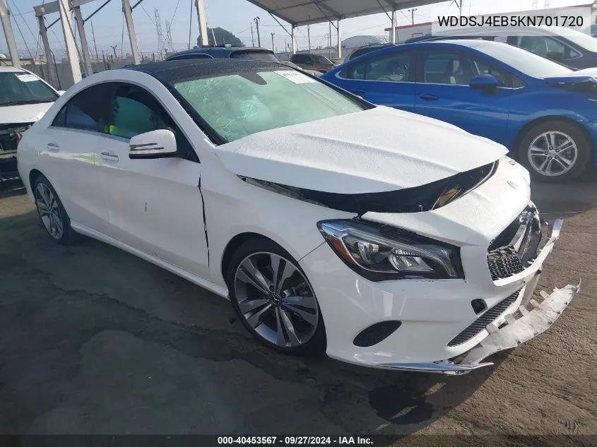 2019 Mercedes-Benz Cla 250 VIN: WDDSJ4EB5KN701720 Lot: 40453567