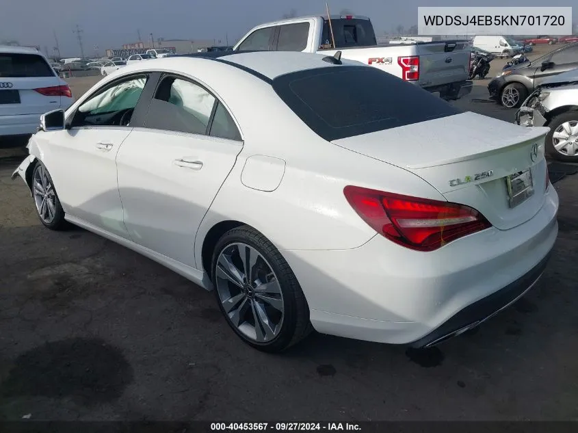 2019 Mercedes-Benz Cla 250 VIN: WDDSJ4EB5KN701720 Lot: 40453567