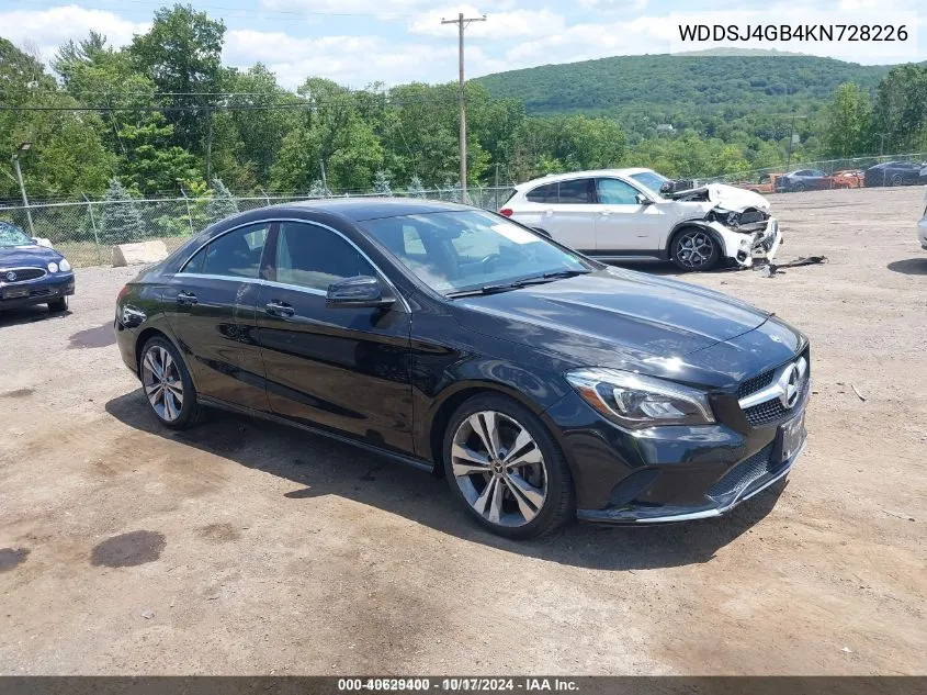 2019 Mercedes-Benz Cla 250 4Matic VIN: WDDSJ4GB4KN728226 Lot: 40629400