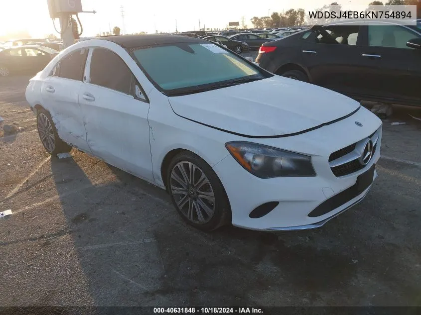 2019 Mercedes-Benz Cla 250 VIN: WDDSJ4EB6KN754894 Lot: 40631848