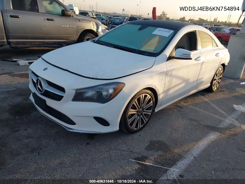 2019 Mercedes-Benz Cla 250 VIN: WDDSJ4EB6KN754894 Lot: 40631848