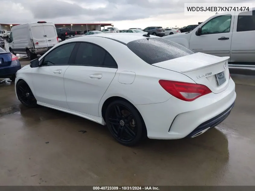 2019 Mercedes-Benz Cla 250 VIN: WDDSJ4EB7KN741474 Lot: 40723309