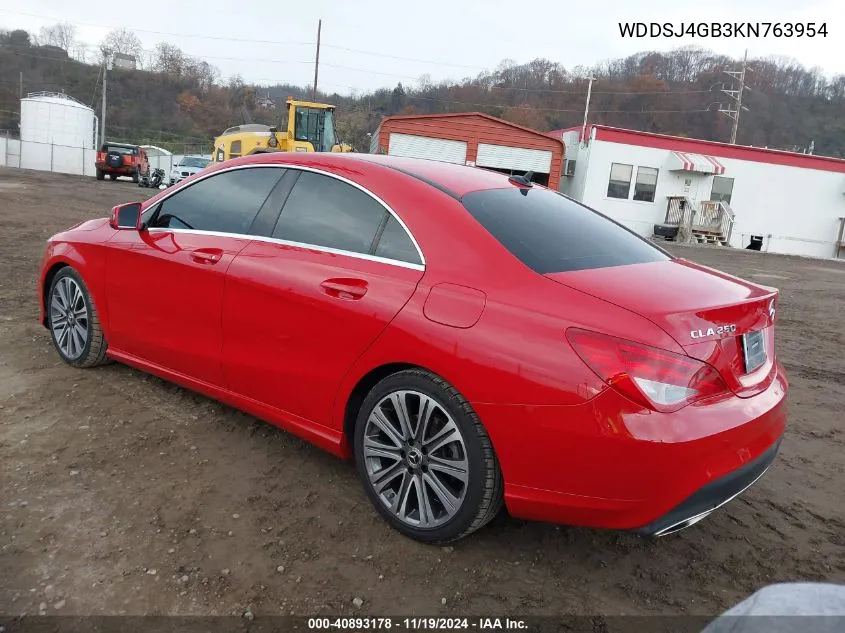 2019 Mercedes-Benz Cla 250 4Matic VIN: WDDSJ4GB3KN763954 Lot: 40893178