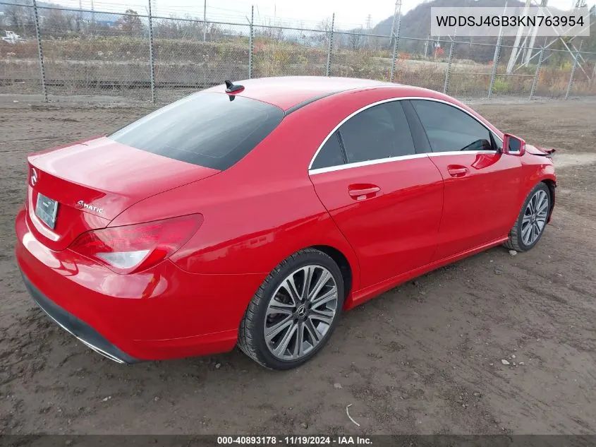 2019 Mercedes-Benz Cla 250 4Matic VIN: WDDSJ4GB3KN763954 Lot: 40893178