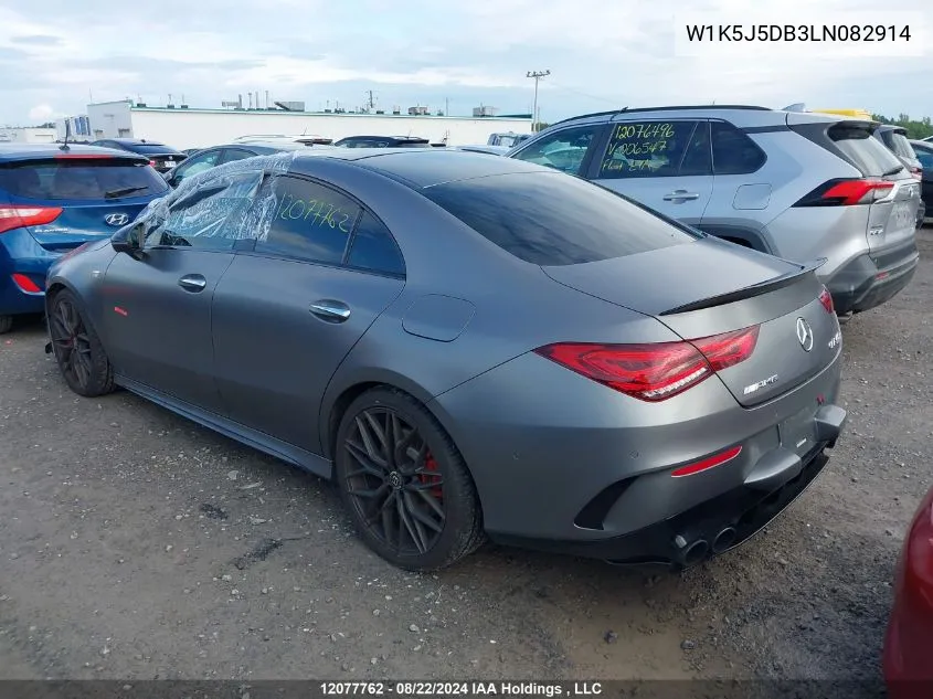 2020 Mercedes-Benz Cla 45 Amg VIN: W1K5J5DB3LN082914 Lot: 12077762