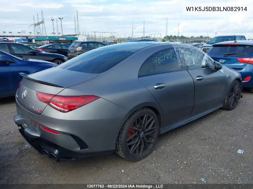 2020 Mercedes-Benz Cla 45 Amg VIN: W1K5J5DB3LN082914 Lot: 12077762