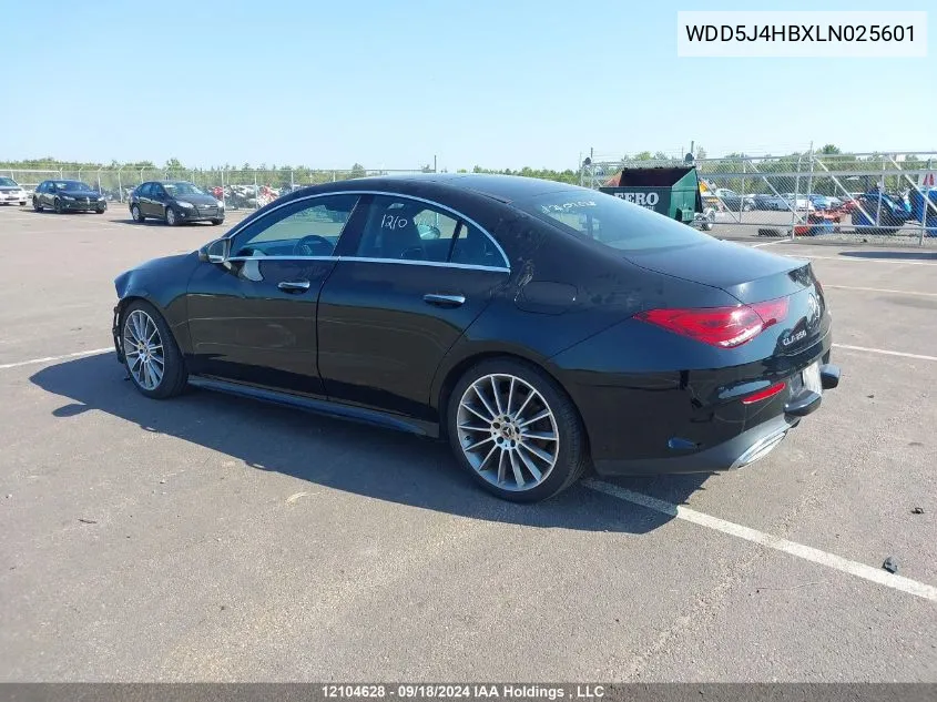 2020 Mercedes-Benz Cla VIN: WDD5J4HBXLN025601 Lot: 12104628