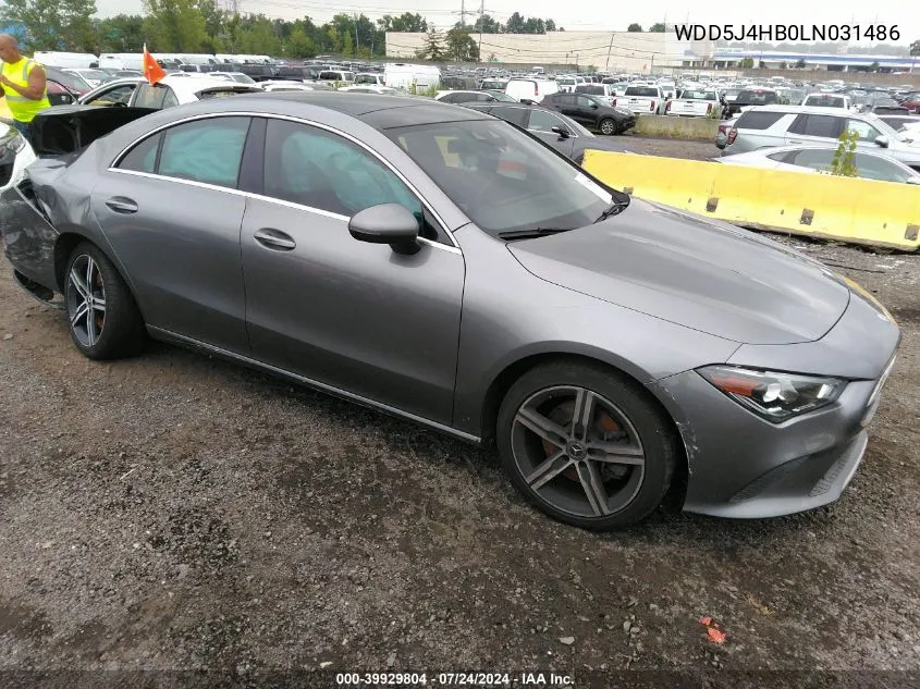 2020 Mercedes-Benz Cla 250 4Matic VIN: WDD5J4HB0LN031486 Lot: 39929804