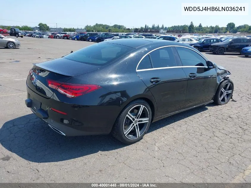 2020 Mercedes-Benz Cla 250 4Matic VIN: WDD5J4HB6LN036241 Lot: 40001445