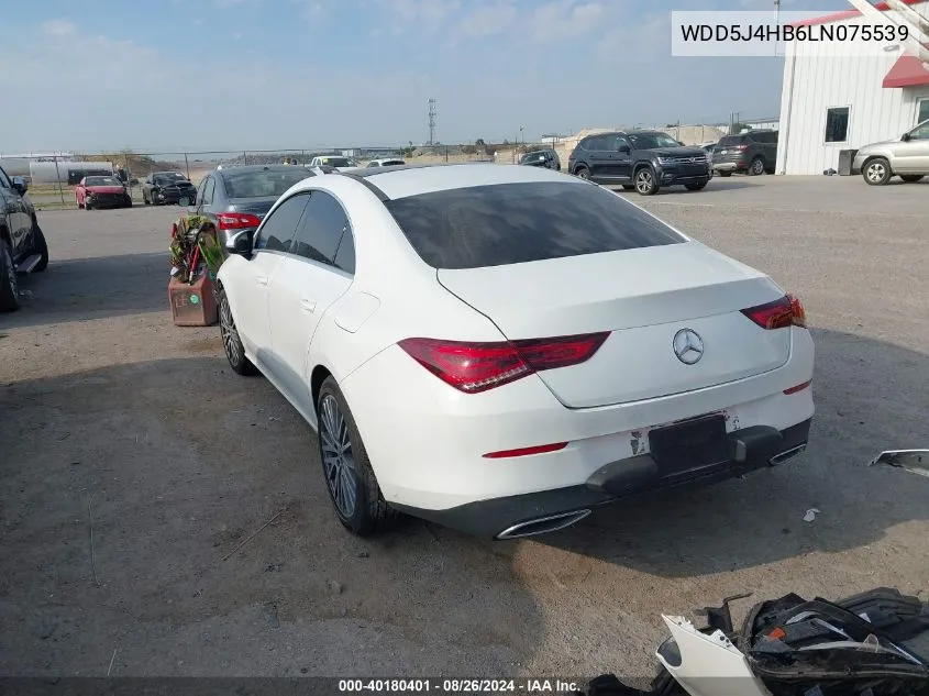 2020 Mercedes-Benz Cla 250 4Matic VIN: WDD5J4HB6LN075539 Lot: 40180401