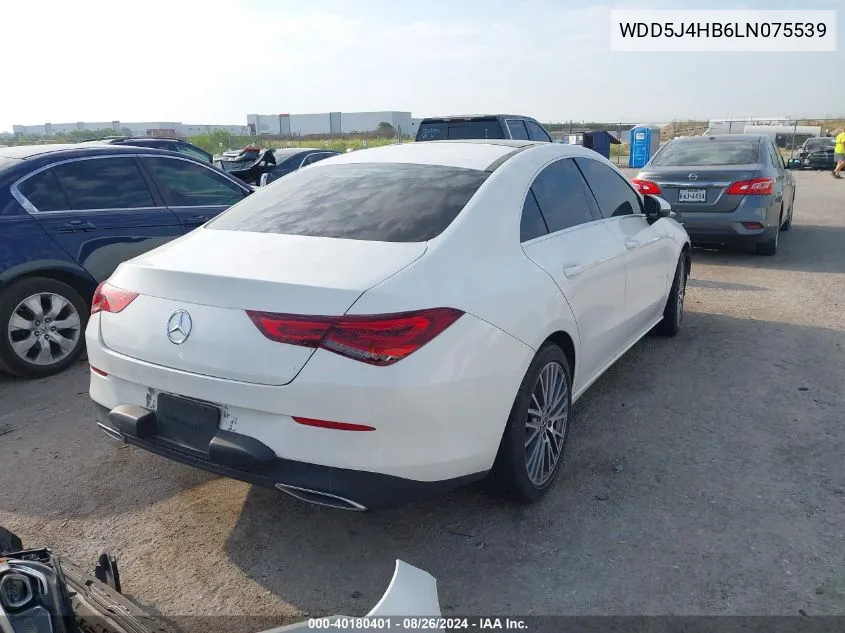 2020 Mercedes-Benz Cla 250 4Matic VIN: WDD5J4HB6LN075539 Lot: 40180401