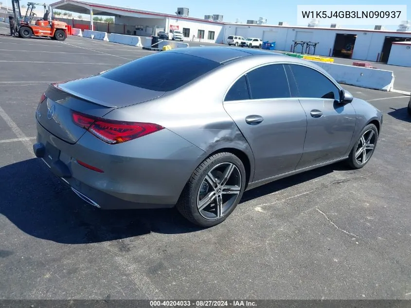 2020 Mercedes-Benz Cla 250 VIN: W1K5J4GB3LN090937 Lot: 40204033