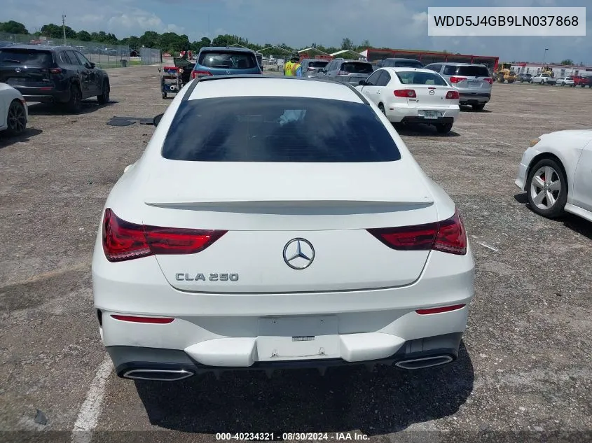 2020 Mercedes-Benz Cla 250 VIN: WDD5J4GB9LN037868 Lot: 40234321