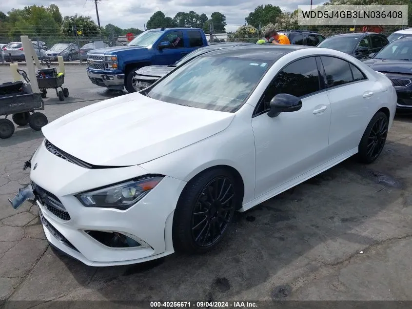 2020 Mercedes-Benz Cla 250 VIN: WDD5J4GB3LN036408 Lot: 40256671