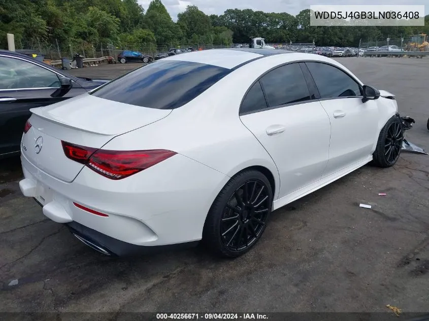 2020 Mercedes-Benz Cla 250 VIN: WDD5J4GB3LN036408 Lot: 40256671