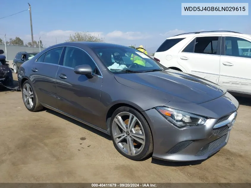 2020 Mercedes-Benz Cla 250 VIN: WDD5J4GB6LN029615 Lot: 40411679