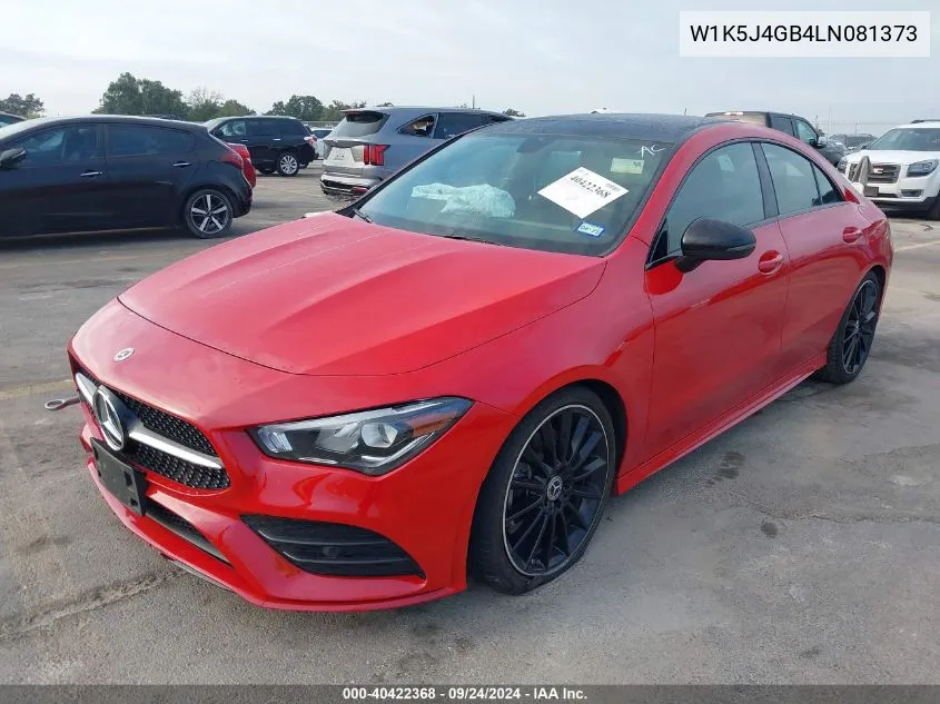 2020 Mercedes-Benz Cla 250 VIN: W1K5J4GB4LN081373 Lot: 40422368