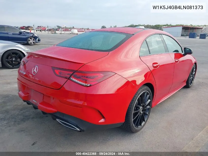 2020 Mercedes-Benz Cla 250 VIN: W1K5J4GB4LN081373 Lot: 40422368