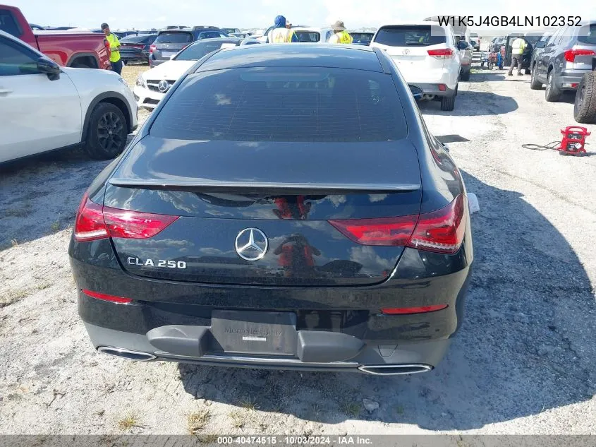 2020 Mercedes-Benz Cla 250 VIN: W1K5J4GB4LN102352 Lot: 40474515